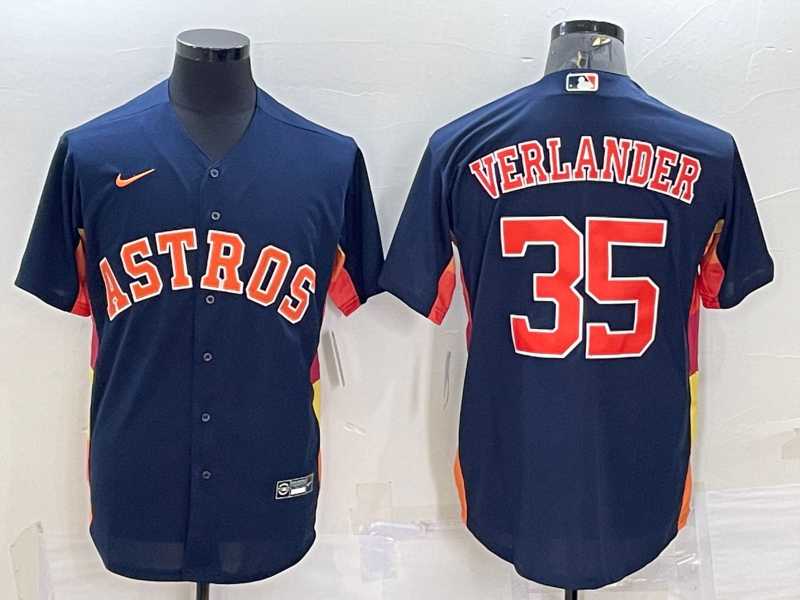 Men%27s Houston Astros #35 Justin Verlander Navy Blue Stitched MLB Cool Base Nike Jersey